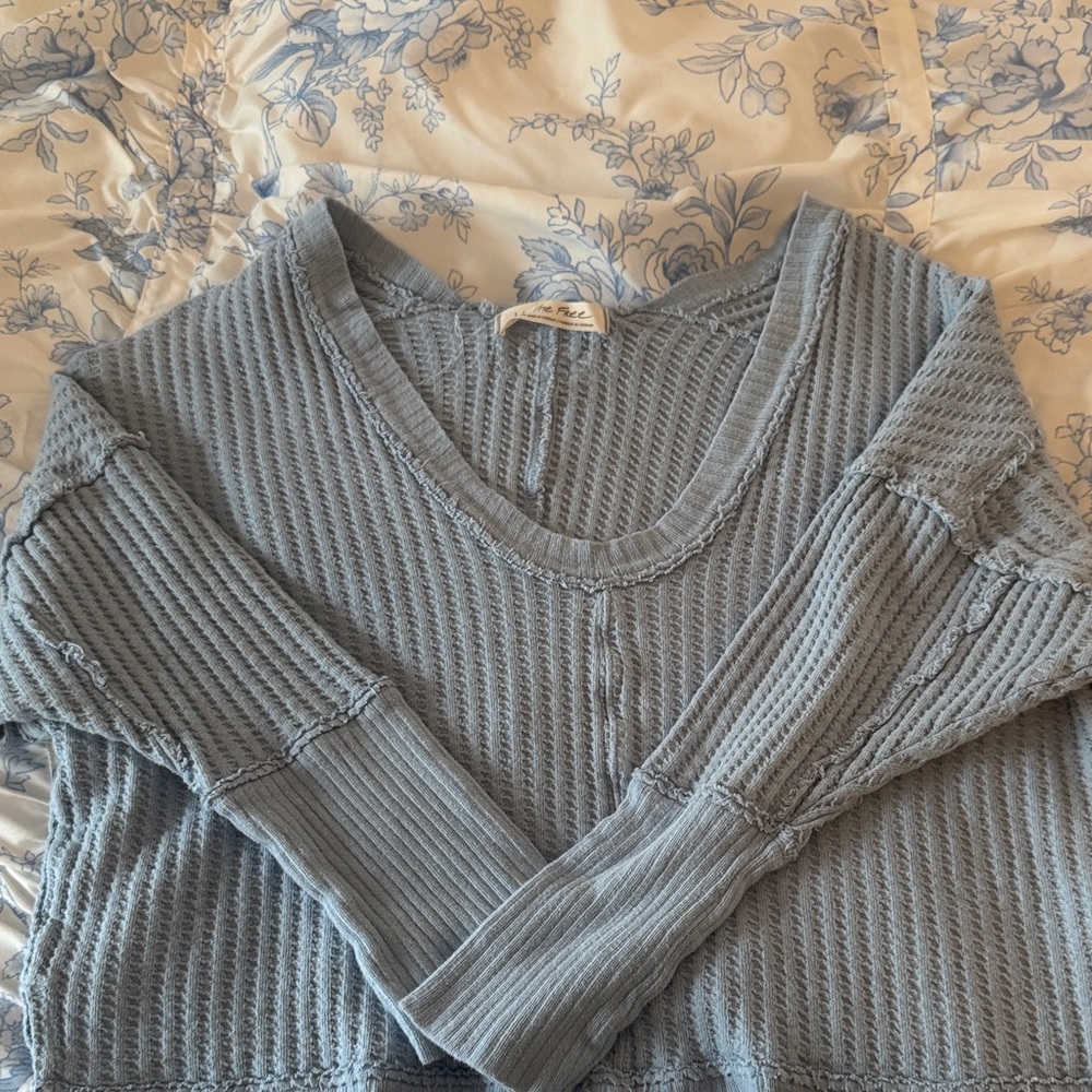 We The Free Light Blue Textured Knit